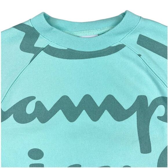 New Champion Men US XL Turquiose Blue Sweatshirt Short Sleeve Crew Neck Pullover - Picture 6 of 12